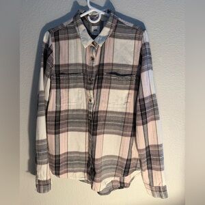 Vans Casual Plaid Shirt - Gray and Pink Womens Size XL